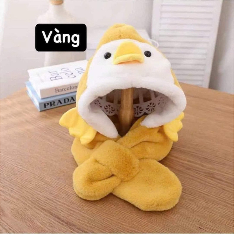 Mũ Vịt Chùm Đầu Bịt Tai Kèm Khăn Giữ Ấm Cho Bé