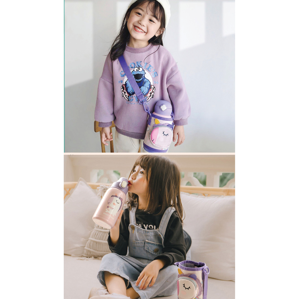 Bình giữ nhiệt Cho Bé - Phiên bản RT105 - Dung tích 630ml - 3 Nắp thay thế - Tặng kèm túi đeo may thêu xinh xắn