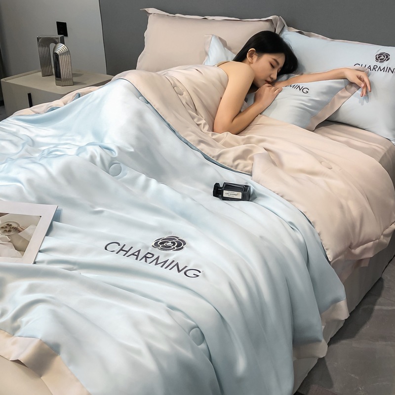 Bộ chăn ga gối chần bông phi lụa Charming VIE HOME - Bedding nhập khẩu cao cấp êm mềm nhiều kích thước M6/M8