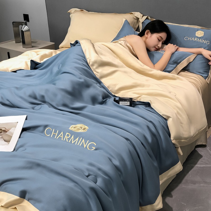 Bộ chăn ga gối chần bông phi lụa Charming VIE HOME - Bedding nhập khẩu cao cấp êm mềm nhiều kích thước M6/M8