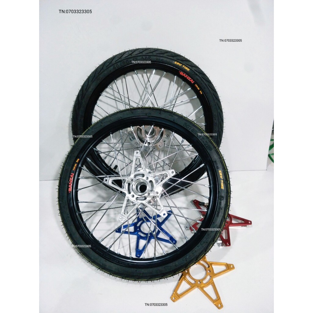 CẶP BÁNH CĂM  RAIDER SATRIA NIỀN NHÔM BAN ZAI .DALE .SOLUTER SHARK SPEED THÁI .CĂM ĐÙM MẠ CROM VỎ 60.70 KÈM LÒNG NGÔI S