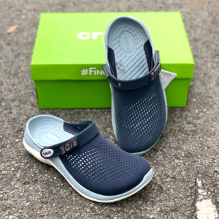 Dép Cross Literide 360 clog màu xanh than, giày sục sandal Crocs quai ngang bít đầu nam nữ đi năng mưa, Hàng loại 1