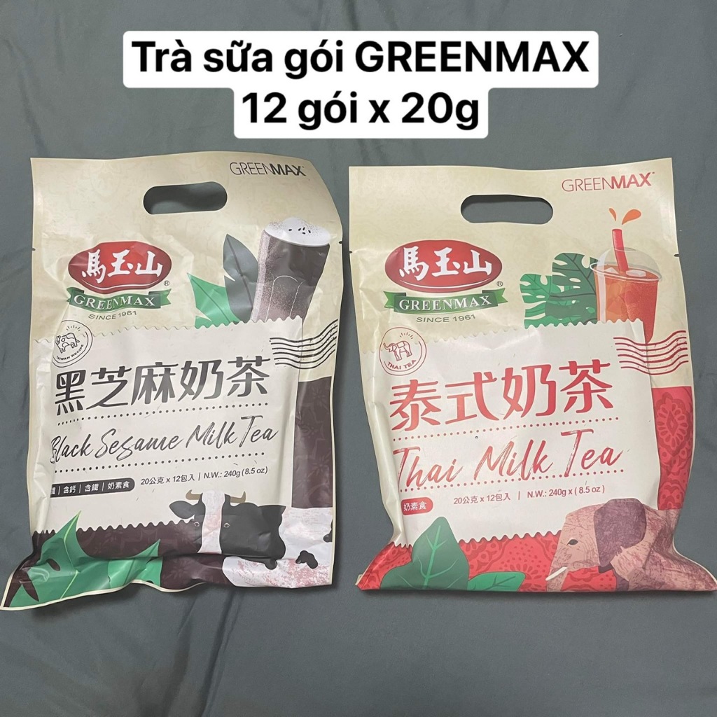 trà sữa chuẩn vị đài loan thương hiệu GREENMAX vị thái đỏ , vị mè đen &lt;&lt;&lt; 1 bịch / 12 gói &gt;&gt;&gt;