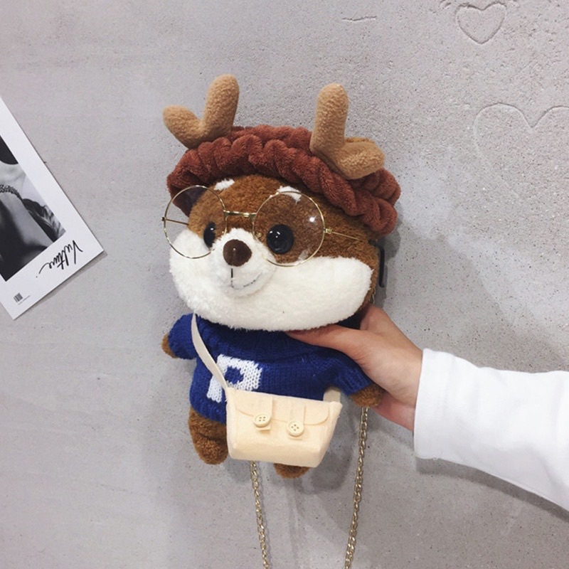 Túi Nhỏ Đeo Chéo Hình Chú Sóc Nhồi Bông Dễ Thương 2023 - Quà Tặng Bạn Gái, Trẻ Em Đựng Đồ Sành điệu