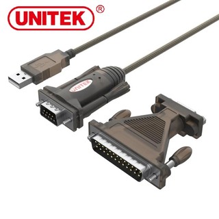 Cáp usb to com rs232 unitek y-105a và cổng chuyển 9 chân âm ra 25 chân dương lpt - hàng nhập khẩu
