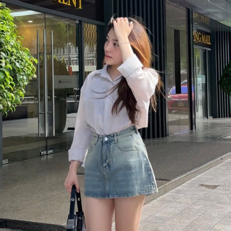 Chân Váy Jean Nữ Dáng Chữ A Tôn Dáng