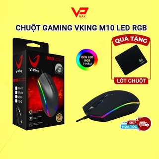 [ Tặng lót ] Chuột máy tính có dây Vking đèn led viền dùng cho máy tính, laptop - VPMAX Store