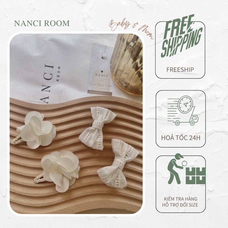 Set kẹp tóc 2 cái handmade em bé nanci room