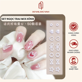 Set charm nail nhiều hình, dây ngọc trai gắn móng mix nhiều hình siêu xinh - gói 50 hình
