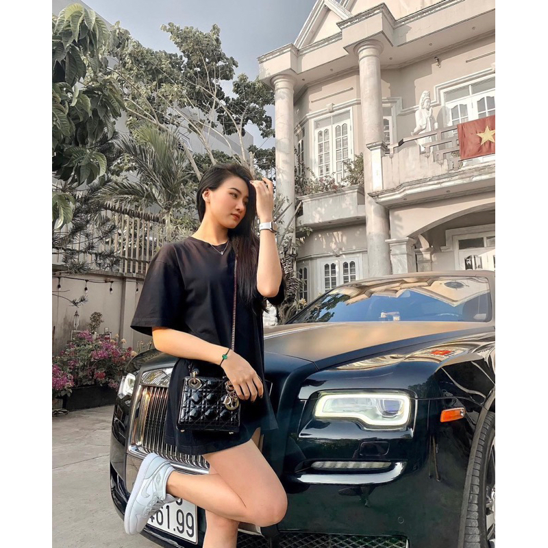 Túi xách Di.or lady bản super size 17cm chất da bóng tag vàng