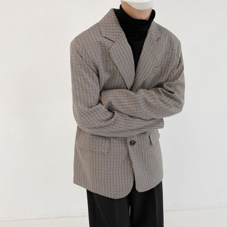 Áo blazer kẻ caro nâu đen the north house