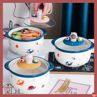 [ẢNH THẬT] TÔ SỨ ĂN MÌ CÓ NẮP quà tặng hành tinh, vũ trụ hoạt hình dễ thương, nắp có giá để điện thoại 800ml - CÓ SẴN