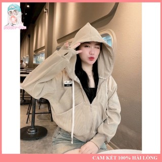 Áo Khoác Nữ Nhung Gân Túi Đắp Có Xỏ Ngón 6 Túi Freesize Dưới 65Kg BUBBLE GUM