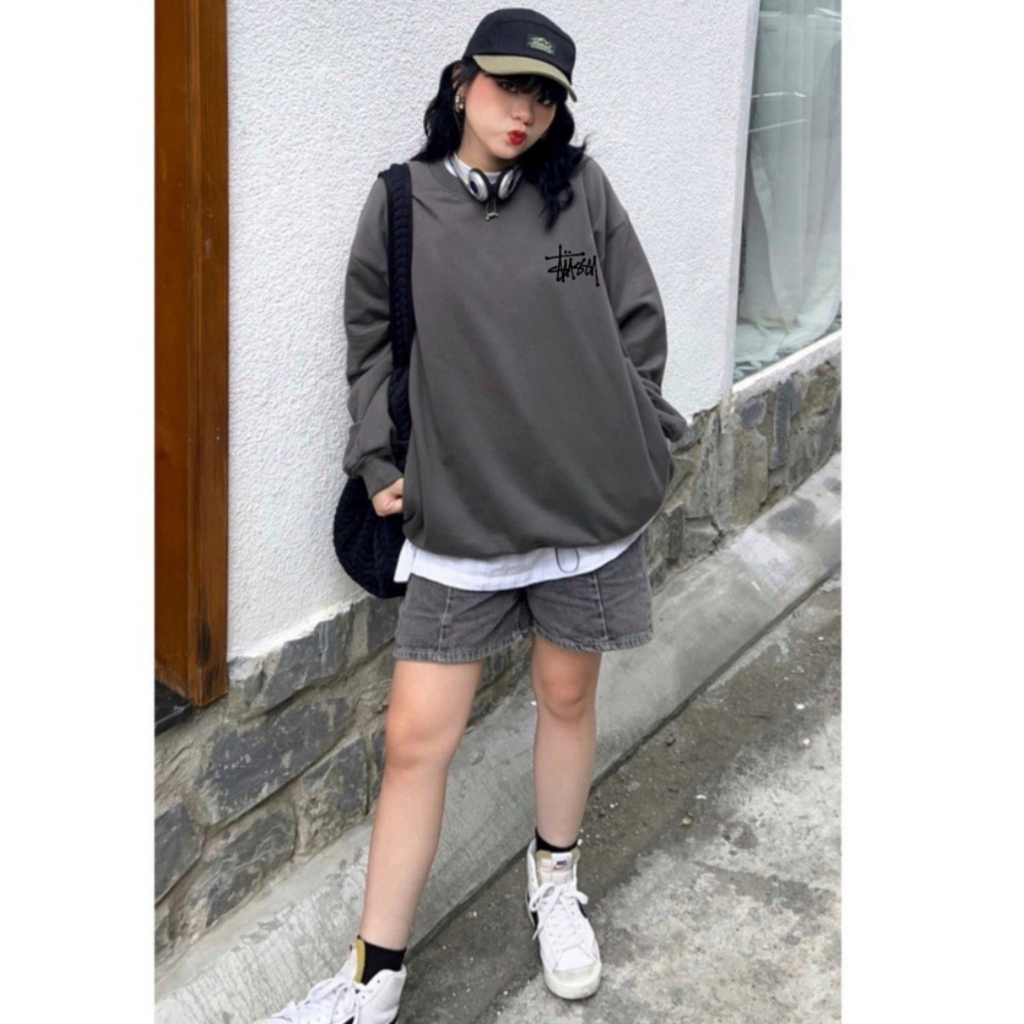 Áo sweater stussy nỉ bông siêu dày cao cấp, Áo swt stussy nam nữ form rộng chuẩn Latizia.vn