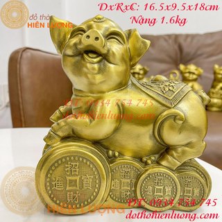 Tổng hợp tượng heo bằng đồng cao 18cm nặng 1.5kg