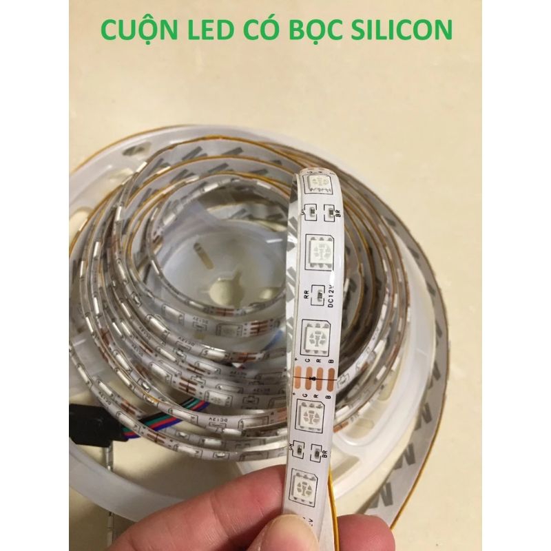 CUỘN LED GRB RGB 5050 DÂY DÁN NHIỀU MÀU CÓ BỌC SILICON IP65 5m sử dụng