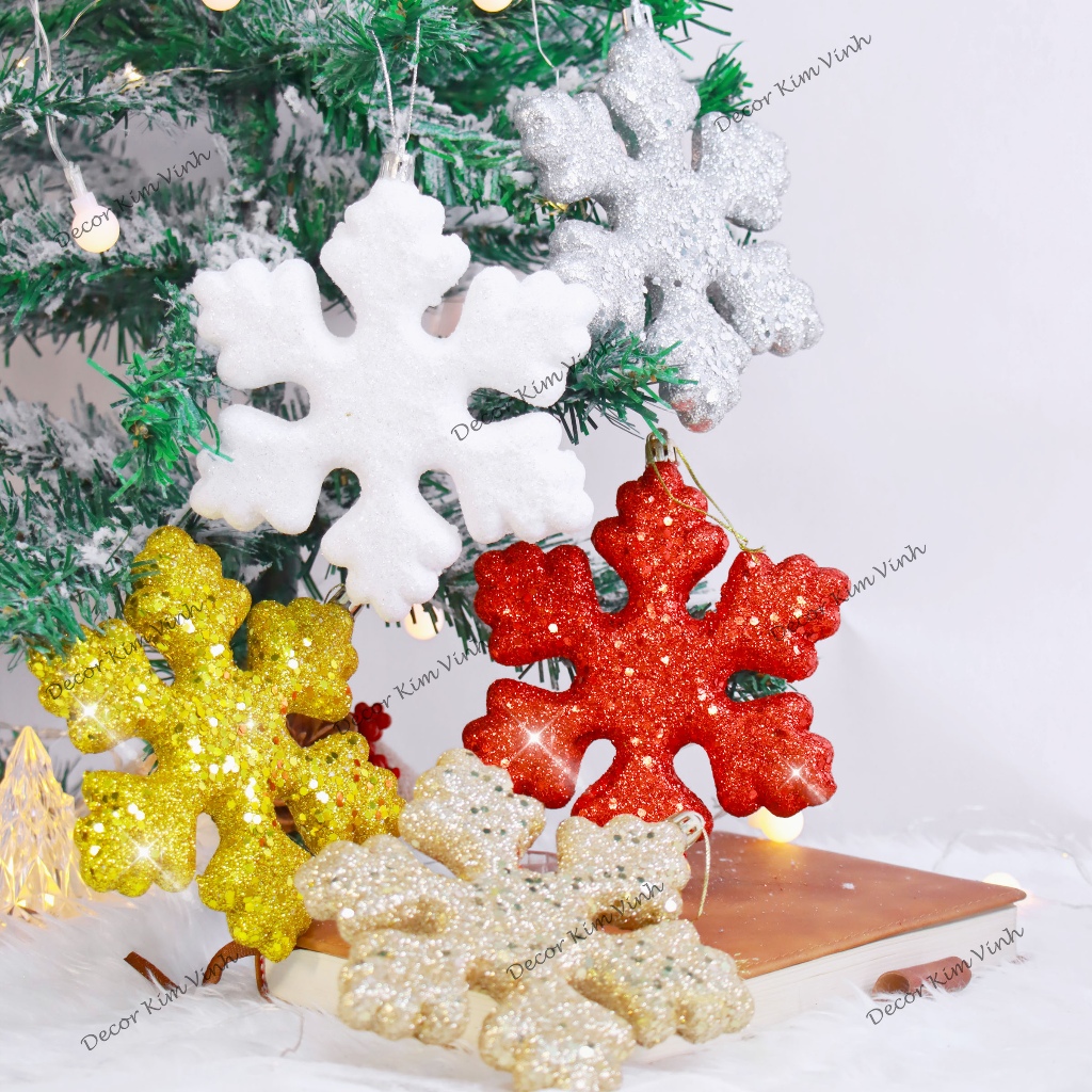Dây Treo Hoa Tuyết Nhũ XOP02 Decor Trang Trí Noel Giáng Sinh