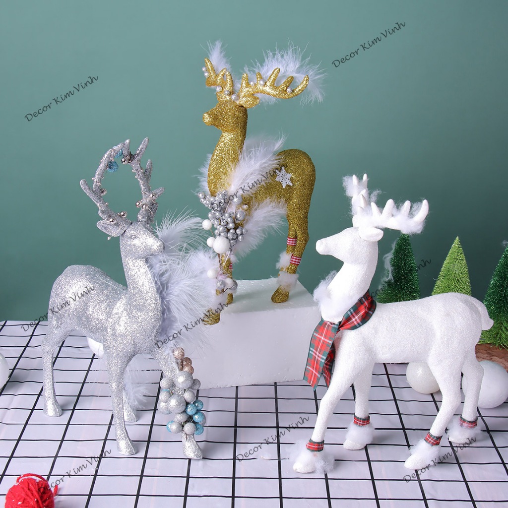 Nai Lông Vũ 30cm Trang Trí Noel Phụ Kiện Trang Trí Giáng Sinh