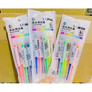 Bộ Bút Highlight 2 Đầu 6 Màu ( 6 Cây )