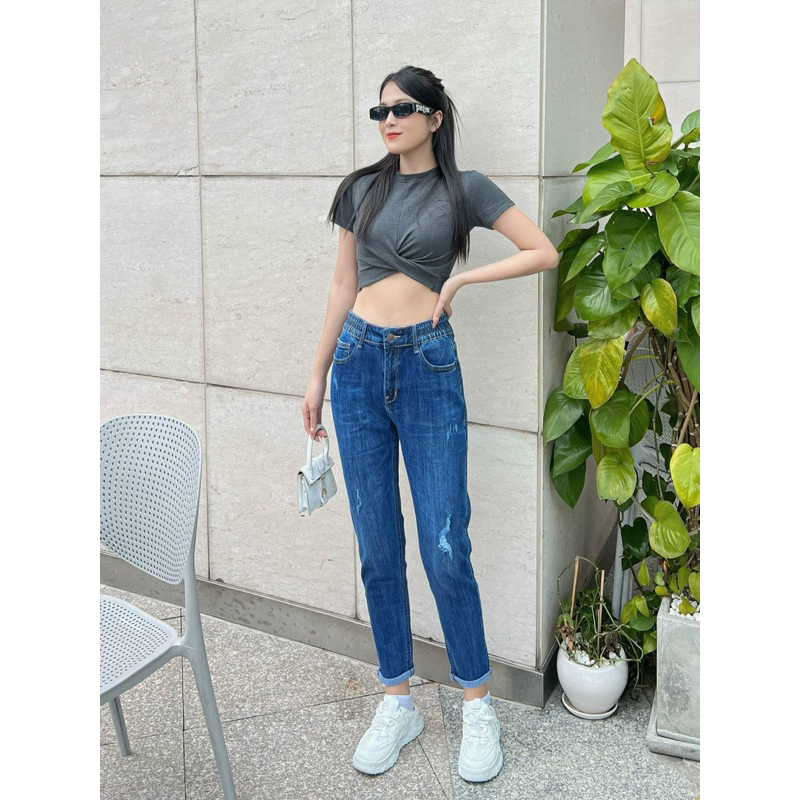 Quần basggy lưng thun dây kéo