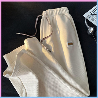 Quần Ống Rộng Cạp Chun Chất Tổ Ong Unixex Hot 2023 Phối Chữ Kèm Dây Rút Mã 98