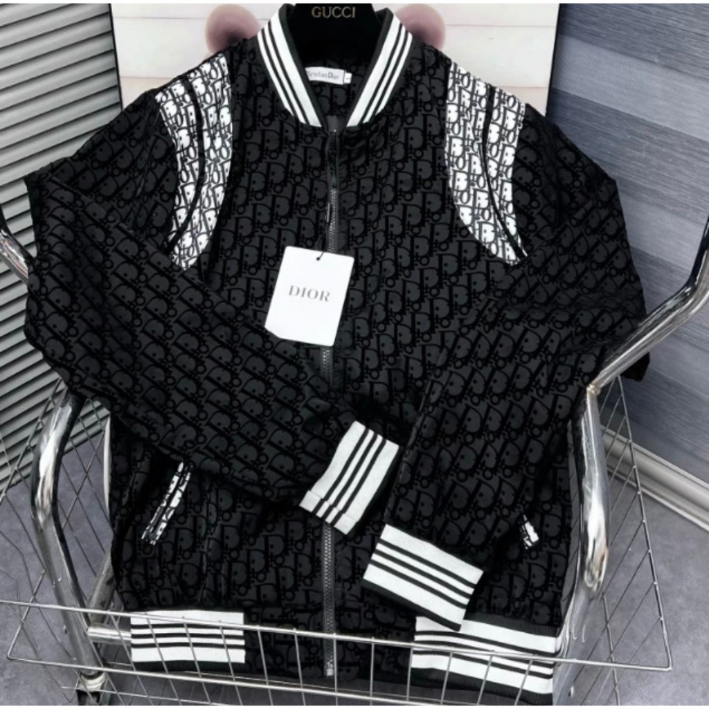 Áo Khoác Bomber Nam Nữ Họa Tiết Dập Vân Nhung DIOR 2 Lớp Dầy Dặn Cao Cấp Chuẩn Fomd Siêu Hot Trend Nam Nữ