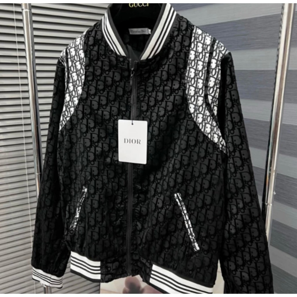 Áo Khoác Bomber Nam Nữ Họa Tiết Dập Vân Nhung DIOR 2 Lớp Dầy Dặn Cao Cấp Chuẩn Fomd Siêu Hot Trend Nam Nữ