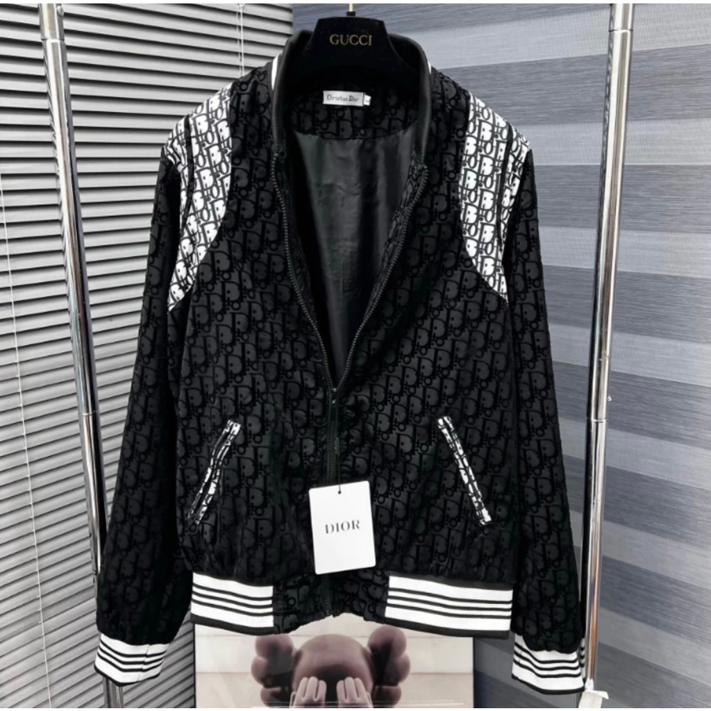 Áo Khoác Bomber Nam Nữ Họa Tiết Dập Vân Nhung DIOR 2 Lớp Dầy Dặn Cao Cấp Chuẩn Fomd Siêu Hot Trend Nam Nữ