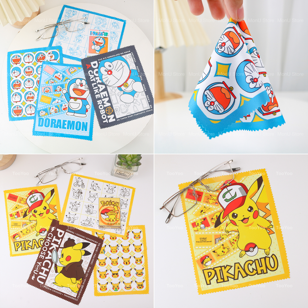 Khăn lau kính Doraemon, Hello Kitty, Pikachu dễ thương cute TooYoo BK00471