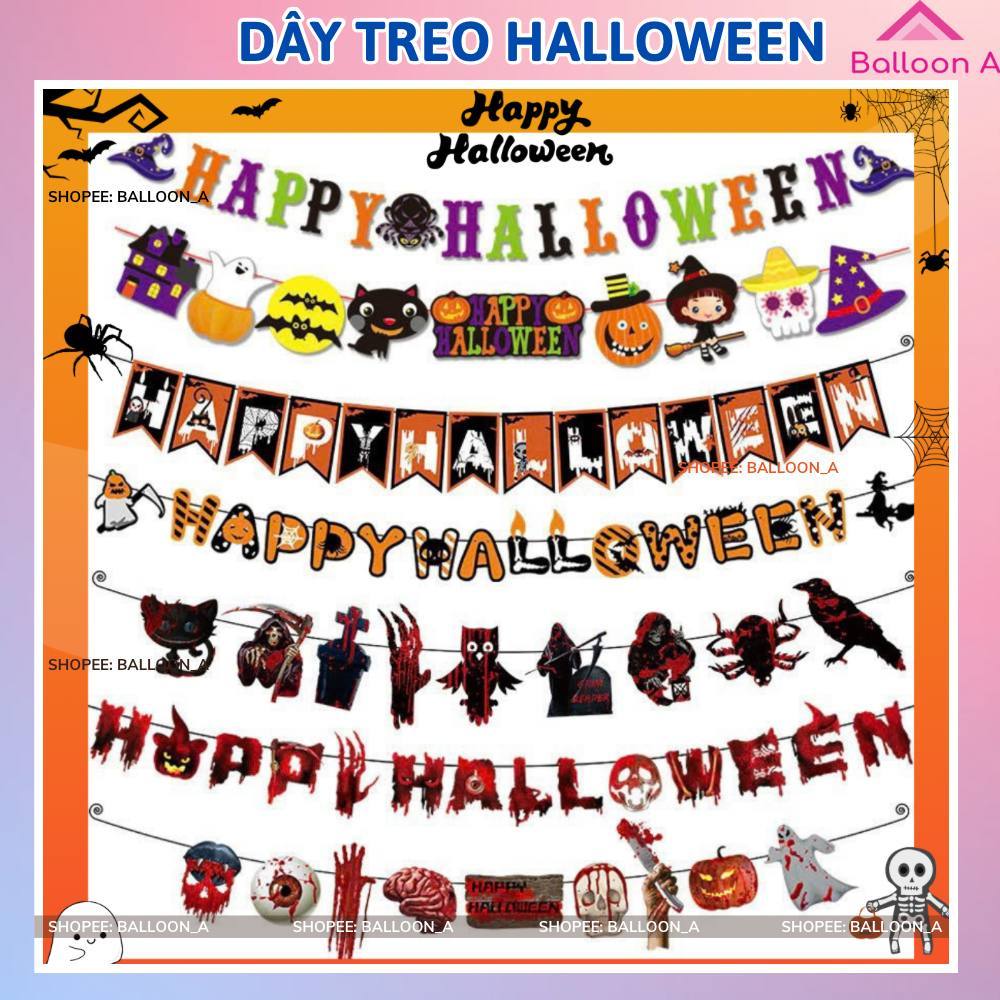 Dây Treo HAPPY HALLOWEEN Trang Trí Lễ Hội Hoá Trang, Treat or Trick