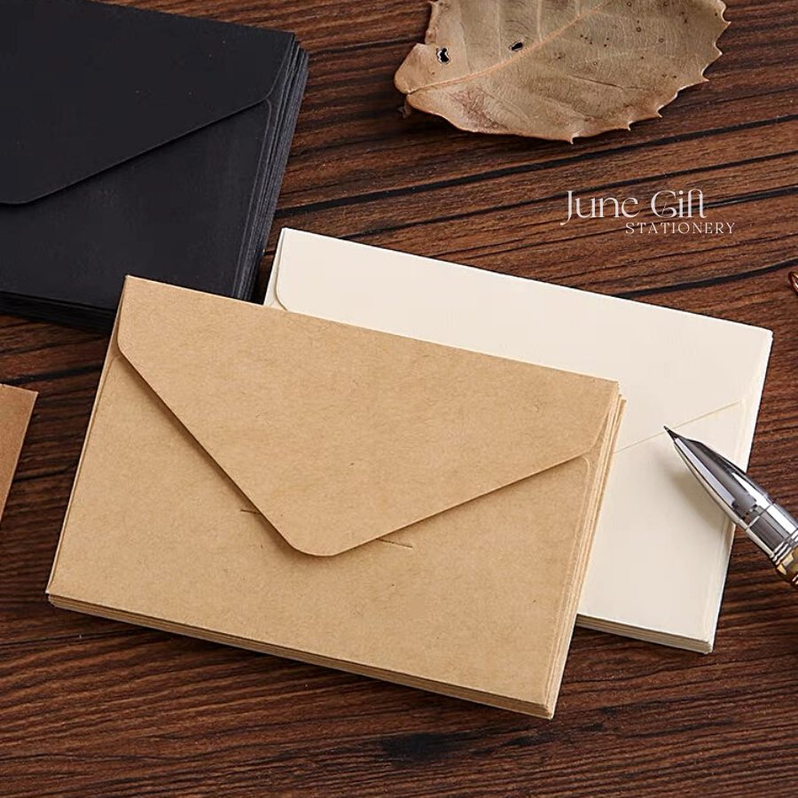 Phong bì thư màu trắng, đen, kraft làm bưu thiếp kỉ niệm, quà tặng