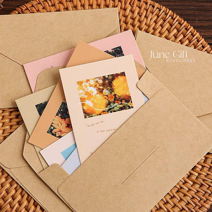Phong bì thư màu trắng, đen, kraft làm bưu thiếp kỉ niệm, quà tặng