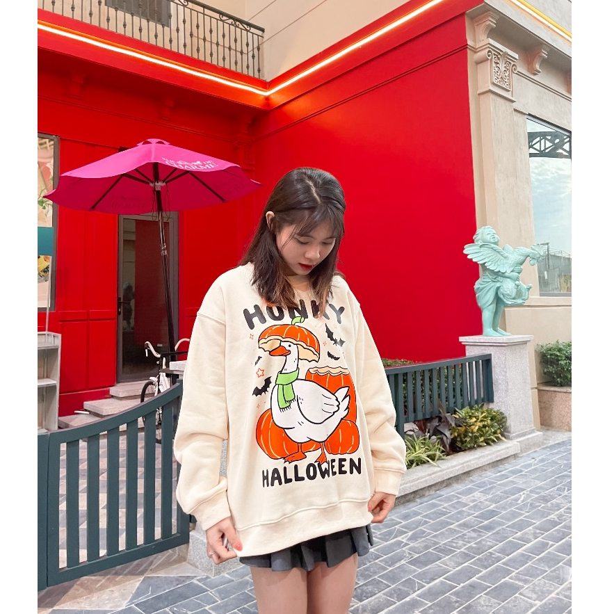 Áo sweater WISEN nỉ bông form rộng oversize unisex mẫu HONKY