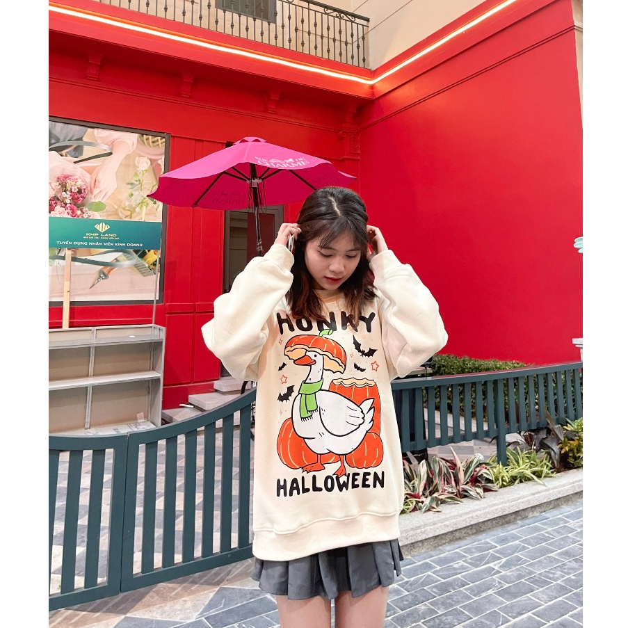 Áo sweater WISEN nỉ bông form rộng oversize unisex mẫu HONKY