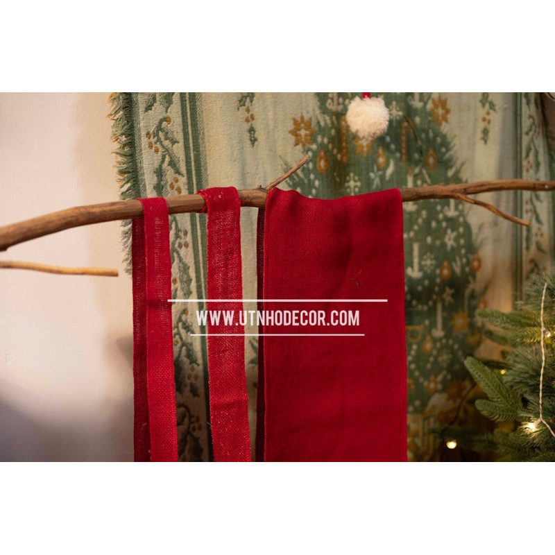 Ruy băng vải bố đỏ trang trí noel chiều dài 5 mét