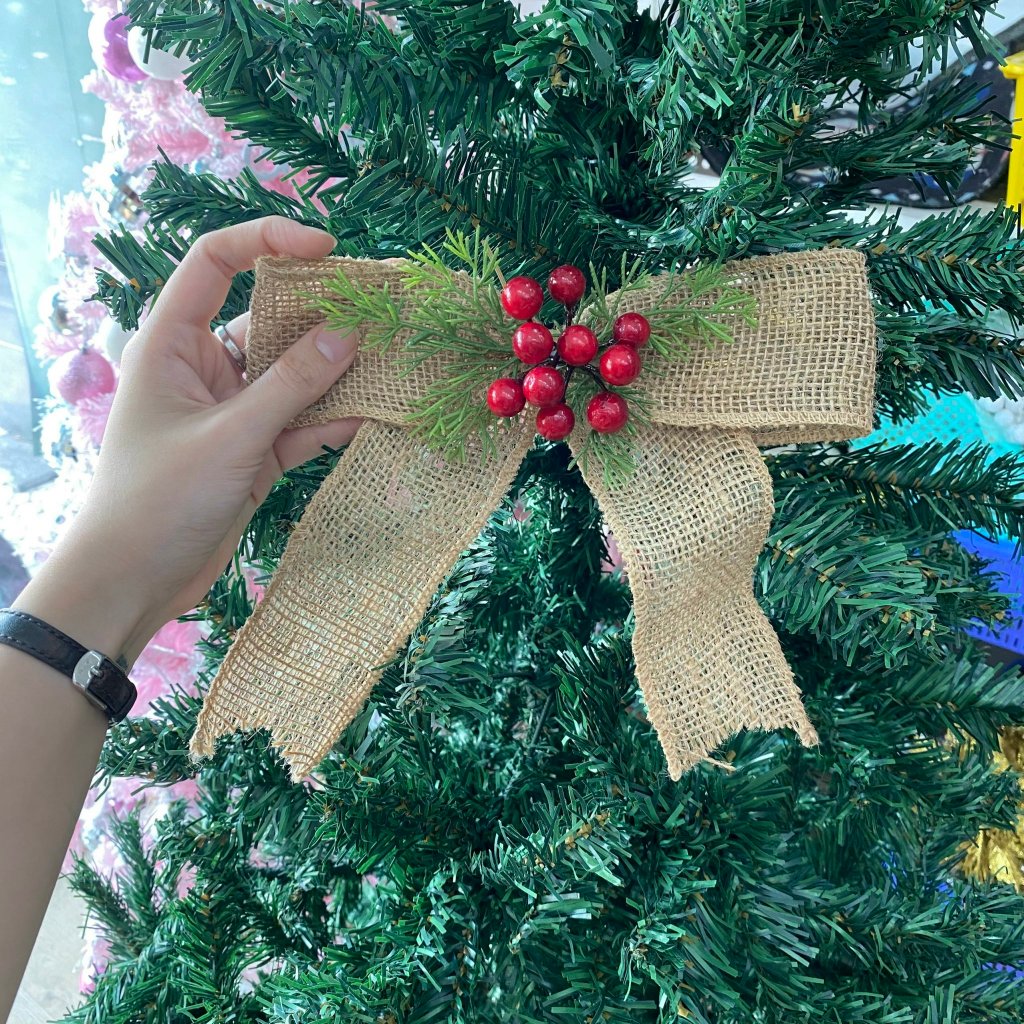 Nơ Bố Quả Đỏ NV10 Trang trí noel giáng sinh