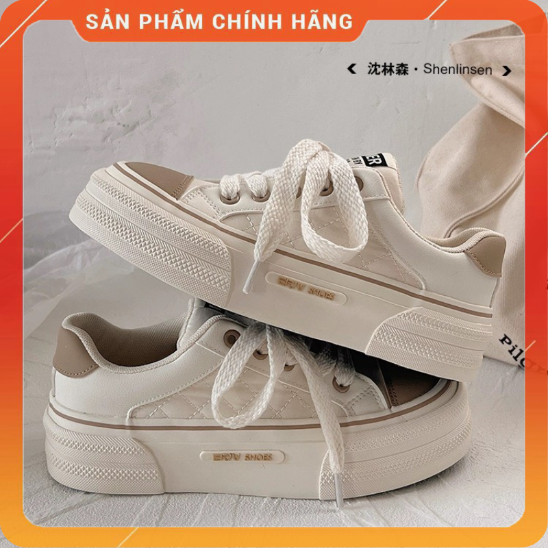 Giày thể thao nữ trần trám kẻ caro