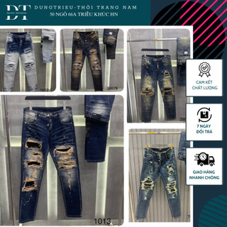 [Ảnh Thật] Quần bò xuông nam phối màu xám đen siêu hot_Quần jeans nam ống xuông cao cấp