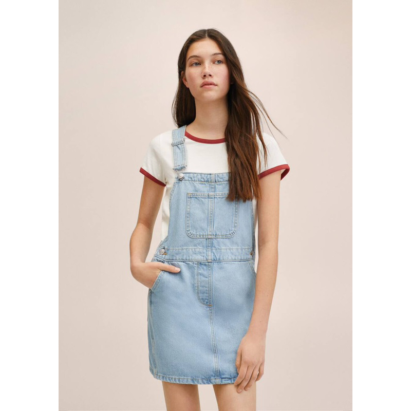 Váy yếm jean nữ Mango auth