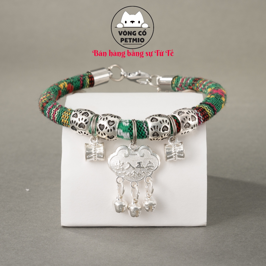 Vòng cổ cho mèo, vòng cho Chó Mèo,mã petmio 2,vòng handmade Shop Tự Thiết kế cute cao cấp,có chuông,không sợ nước