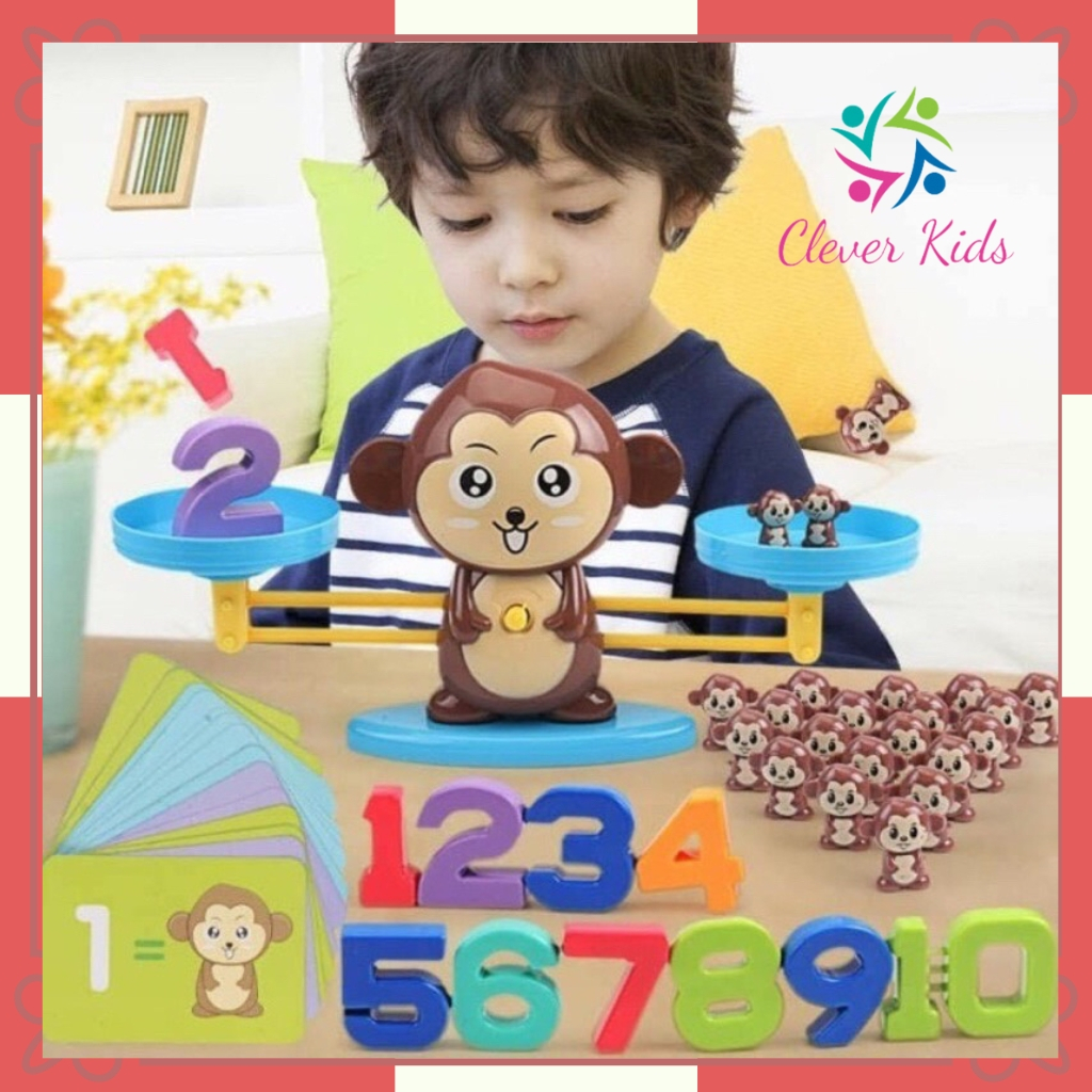 Đồ chơi khỉ cân bằng toán học giúp phát triển tư duy cho bé, đồ chơi trí tuệ giáo dục sớm cho trẻ