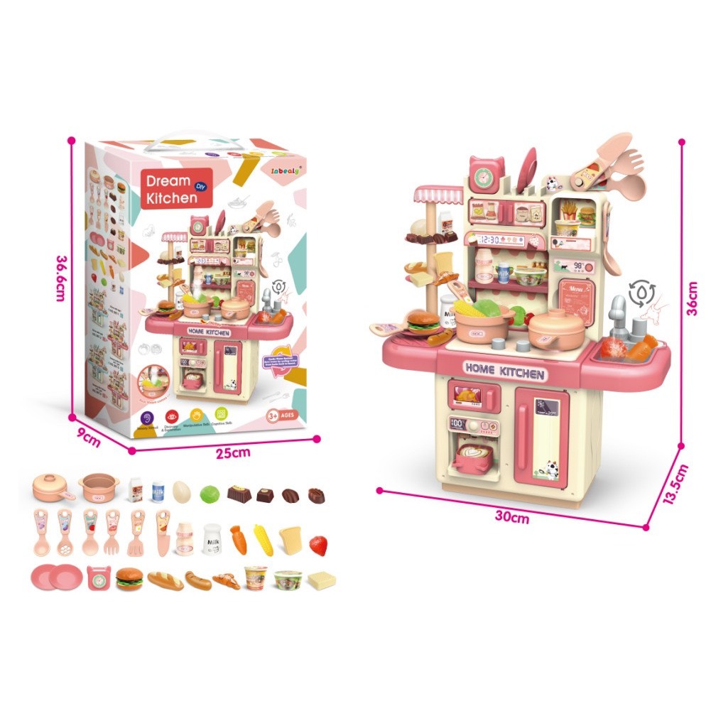 Bộ đồ chơi nhà bếp cỡ lớn 48 chi tiết có vòi phun sương và vòi nước như thật