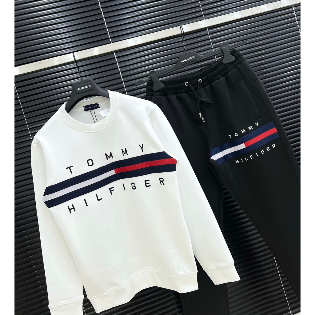 Bộ Quần Áo Tommy Hilfiger Nam Thu Đông Hot Bộ Tommy dài tay nam chất liệu Nỉ nhung