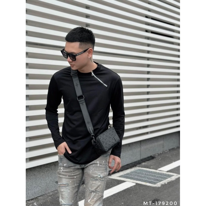 Áo nỉ sweater nam nữ Dsq2 đuôi tôm trơn thêu khoá zip chéo cổ kiểu dáng đơn giản basic