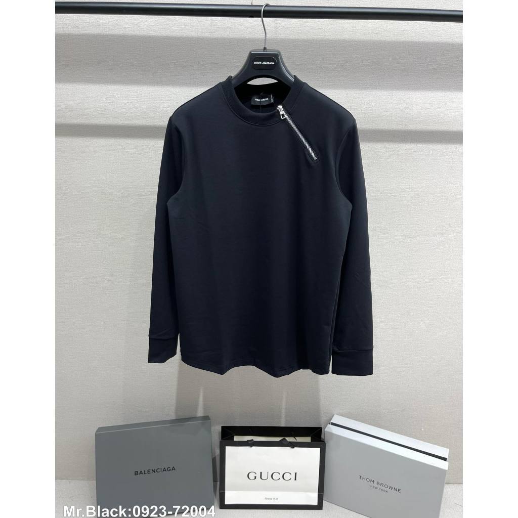 Áo nỉ sweater nam nữ Dsq2 đuôi tôm trơn thêu khoá zip chéo cổ kiểu dáng đơn giản basic