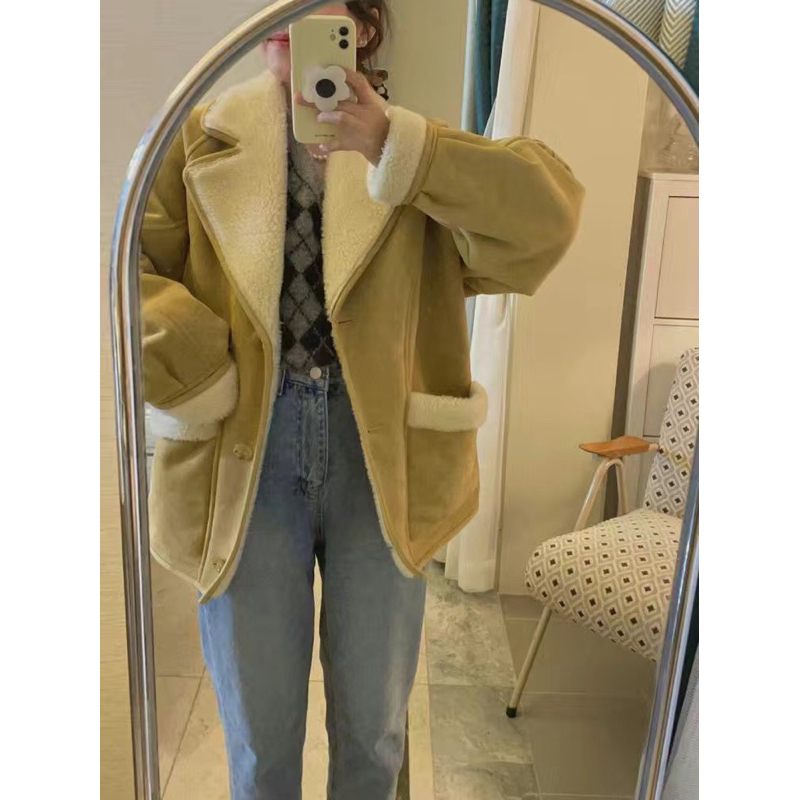 Áo da lộn phối bông ấm áp hàng loại 1 cao cấp cho mùa đông