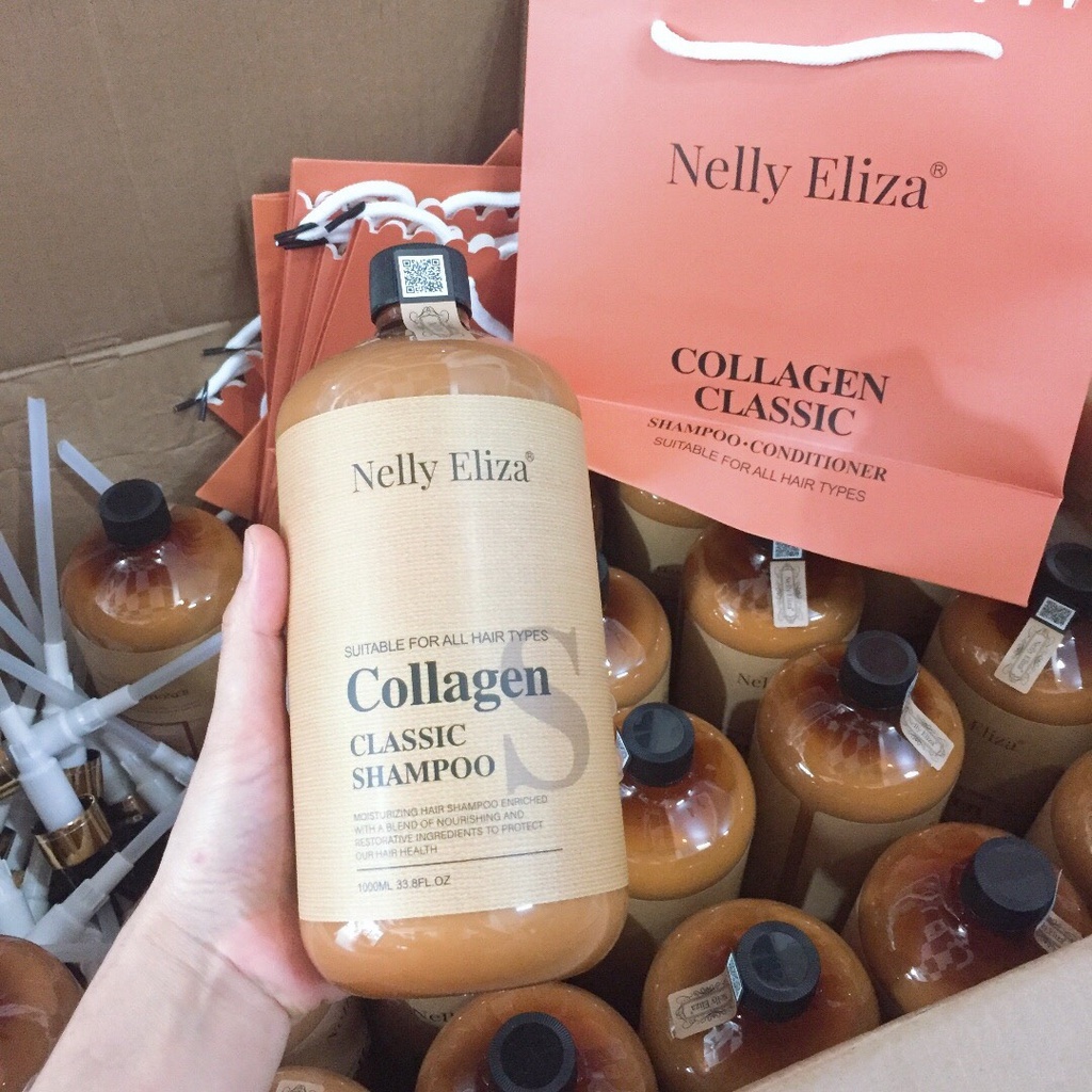 Dầu gội xả Collagen Nelly Eliza phục hồi tóc siêu mượt 1000ml/chai