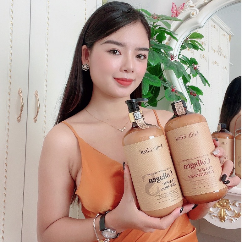 Dầu gội xả Collagen Nelly Eliza phục hồi tóc siêu mượt 1000ml/chai
