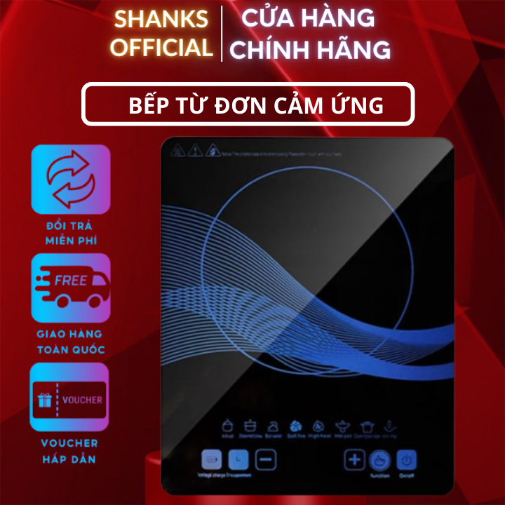 Bếp Từ Đơn PL Cảm Ứng Mặt Kính Cường Lực TẶNG KÈM NỒI INOX , Công Suất 2200W, Có Chức Năng Hẹn Giờ, Truyền Nhiệt Tốt .