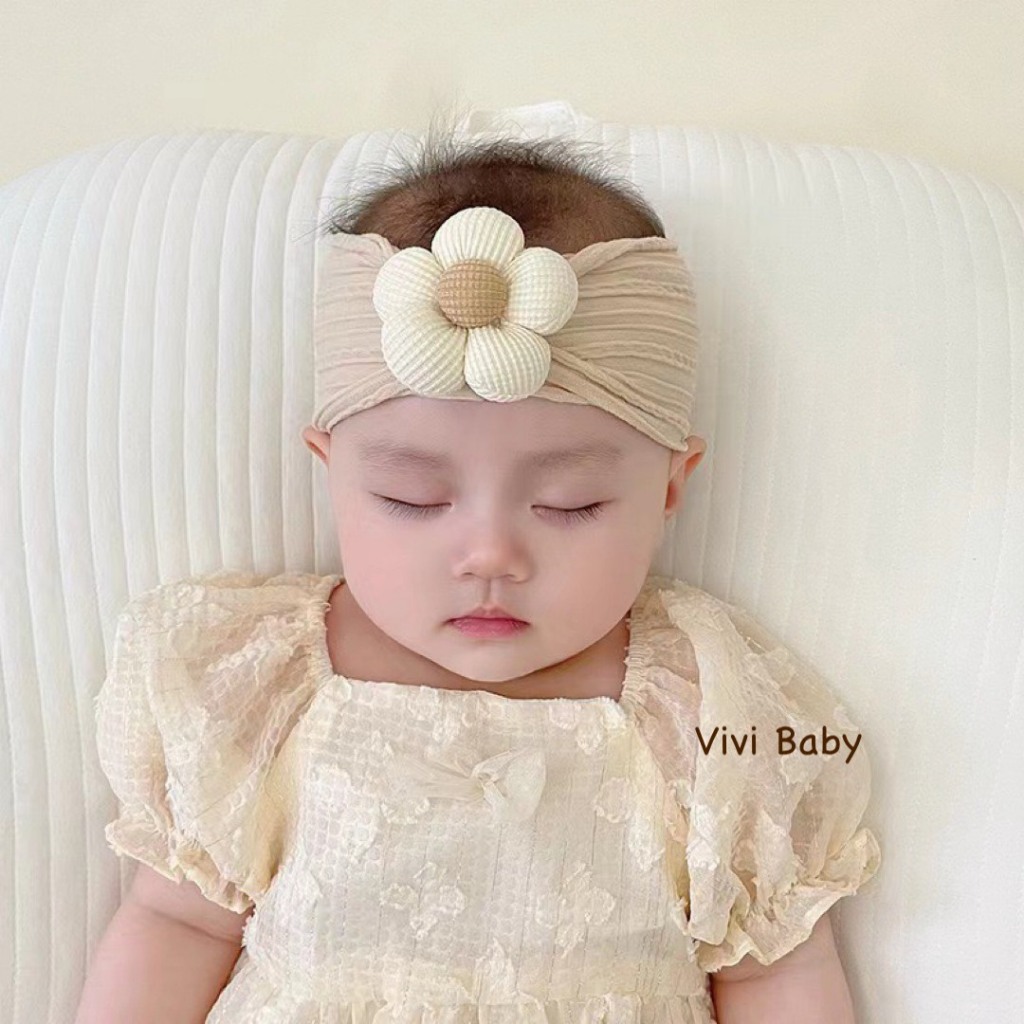 Băng đô thun gân đính hoa cho bé xinh xắn đáng yêu Vivi Baby